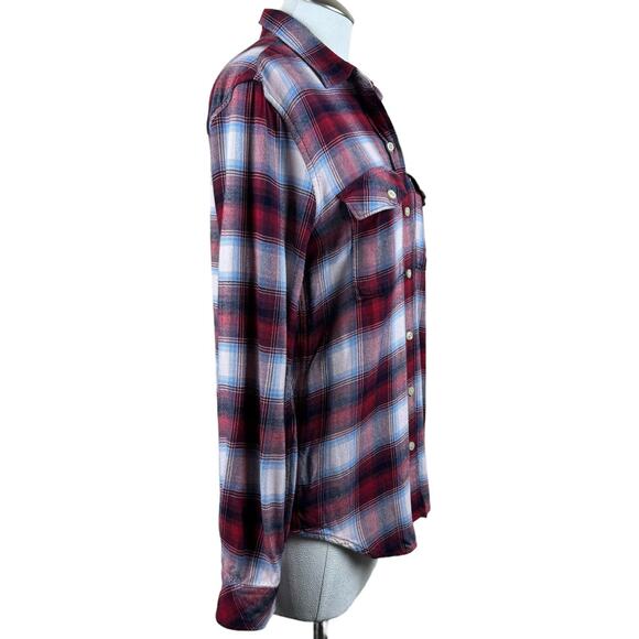Women Gap + Pendleton Red White Plaid Boyfriend Casual Western Button Up Shirt S - Picture 3 of 10